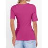 image:imageANRABESS Womens Half Sleeve Tops Scoop Neck Ribbed Knit Slim Fitted Basic Tee Shirts Summer 2026 Trendy Spring Casual ClothesHot Pink