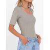image:imageANRABESS Womens Half Sleeve Tops Scoop Neck Ribbed Knit Slim Fitted Basic Tee Shirts Summer 2026 Trendy Spring Casual ClothesKhaki