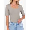 image:imageANRABESS Womens Half Sleeve Tops Scoop Neck Ribbed Knit Slim Fitted Basic Tee Shirts Summer 2026 Trendy Spring Casual ClothesKhaki