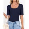 image:imageANRABESS Womens Half Sleeve Tops Scoop Neck Ribbed Knit Slim Fitted Basic Tee Shirts Summer 2026 Trendy Spring Casual ClothesNavy Blue