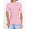 image:imageANRABESS Womens Half Sleeve Tops Scoop Neck Ribbed Knit Slim Fitted Basic Tee Shirts Summer 2026 Trendy Spring Casual ClothesPink
