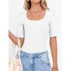 image:imageANRABESS Womens Half Sleeve Tops Scoop Neck Ribbed Knit Slim Fitted Basic Tee Shirts Summer 2026 Trendy Spring Casual ClothesWhite