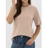 image:imageANRABESS Womens Half Sleeve Tops Summer Basic Tee Crew Neck Casual Soft WrinkleFree Fabric TShirts 2026 Trendy ClothesAlmond