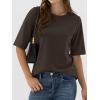 image:imageANRABESS Womens Half Sleeve Tops Summer Basic Tee Crew Neck Casual Soft WrinkleFree Fabric TShirts 2026 Trendy ClothesDark Brown