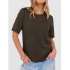 image:imageANRABESS Womens Half Sleeve Tops Summer Basic Tee Crew Neck Casual Soft WrinkleFree Fabric TShirts 2026 Trendy ClothesDark Brown