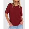 image:imageANRABESS Womens Half Sleeve Tops Summer Basic Tee Crew Neck Casual Soft WrinkleFree Fabric TShirts 2026 Trendy ClothesDark Red
