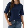 image:imageANRABESS Womens Half Sleeve Tops Summer Basic Tee Crew Neck Casual Soft WrinkleFree Fabric TShirts 2026 Trendy ClothesNavy Blue