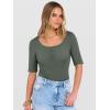 image:imageANRABESS Womens Half Sleeve Tops Summer Slim Fitted Henley Shirts 2026 Spring Basic Tees Dressy Casual Blouses Cute T ShirtArmy Green