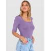 image:imageANRABESS Womens Half Sleeve Tops Summer Slim Fitted Henley Shirts 2026 Spring Basic Tees Dressy Casual Blouses Cute T ShirtBright Purple