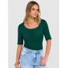 image:imageANRABESS Womens Half Sleeve Tops Summer Slim Fitted Henley Shirts 2026 Spring Basic Tees Dressy Casual Blouses Cute T ShirtForest Green