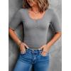 image:imageANRABESS Womens Half Sleeve Tops Summer Slim Fitted Henley Shirts 2026 Spring Basic Tees Dressy Casual Blouses Cute T ShirtGrey
