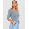 image:imageANRABESS Womens Half Sleeve Tops Summer Slim Fitted Henley Shirts 2026 Spring Basic Tees Dressy Casual Blouses Cute T ShirtLight Blue