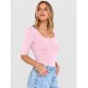 image:imageANRABESS Womens Half Sleeve Tops Summer Slim Fitted Henley Shirts 2026 Spring Basic Tees Dressy Casual Blouses Cute T ShirtLight Pink