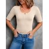 image:imageANRABESS Womens Half Sleeve Tops Summer Slim Fitted Henley Shirts 2026 Spring Basic Tees Dressy Casual Blouses Cute T ShirtParchment