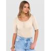 image:imageANRABESS Womens Half Sleeve Tops Summer Slim Fitted Henley Shirts 2026 Spring Basic Tees Dressy Casual Blouses Cute T ShirtParchment