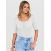 image:imageANRABESS Womens Half Sleeve Tops Summer Slim Fitted Henley Shirts 2026 Spring Basic Tees Dressy Casual Blouses Cute T ShirtWhite
