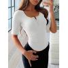 image:imageANRABESS Womens Half Sleeve Tops Summer Slim Fitted Henley Shirts 2026 Spring Basic Tees Dressy Casual Blouses Cute T ShirtWhite