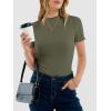 image:imageANRABESS Womens Lettuce Trim Mock Neck Short Sleeve Tops Casual Ribbed Knit Slim Fit Tee Shirt Spring Layer Vacation OutfitsArmy Green
