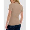 image:imageANRABESS Womens Lettuce Trim Mock Neck Short Sleeve Tops Casual Ribbed Knit Slim Fit Tee Shirt Spring Layer Vacation OutfitsKhaki
