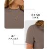 image:imageANRABESS Womens Lettuce Trim Mock Neck Short Sleeve Tops Casual Ribbed Knit Slim Fit Tee Shirt Spring Layer Vacation OutfitsLight Brown