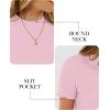 image:imageANRABESS Womens Lettuce Trim Mock Neck Short Sleeve Tops Casual Ribbed Knit Slim Fit Tee Shirt Spring Layer Vacation OutfitsPink