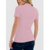 image:imageANRABESS Womens Lettuce Trim Mock Neck Short Sleeve Tops Casual Ribbed Knit Slim Fit Tee Shirt Spring Layer Vacation OutfitsPink