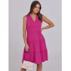 image:imageANRABESS Womens Mini Dresses Sleeveless V Neck Tiered Swing Going Out Beach Vacation Sundress 2026 Summer Casual OutfitsHot Pink