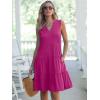 image:imageANRABESS Womens Mini Dresses Sleeveless V Neck Tiered Swing Going Out Beach Vacation Sundress 2026 Summer Casual OutfitsHot Pink