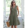 image:imageANRABESS Womens Mini Dresses Sleeveless V Neck Tiered Swing Going Out Beach Vacation Sundress 2026 Summer Casual OutfitsOlive