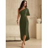 image:imageANRABESS Womens One Shoulder Formal Midi Dresses 2026 Summer Wrap High Slit Beach Wedding Guest Party Cocktail Maxi DressArmy Green