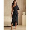 image:imageANRABESS Womens One Shoulder Formal Midi Dresses 2026 Summer Wrap High Slit Beach Wedding Guest Party Cocktail Maxi DressBlack