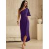 image:imageANRABESS Womens One Shoulder Formal Midi Dresses 2026 Summer Wrap High Slit Beach Wedding Guest Party Cocktail Maxi DressDeep Purple