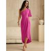 image:imageANRABESS Womens One Shoulder Formal Midi Dresses 2026 Summer Wrap High Slit Beach Wedding Guest Party Cocktail Maxi DressHot Pink