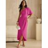 image:imageANRABESS Womens One Shoulder Formal Midi Dresses 2026 Summer Wrap High Slit Beach Wedding Guest Party Cocktail Maxi DressHot Pink
