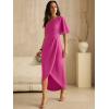 image:imageANRABESS Womens One Shoulder Formal Midi Dresses 2026 Summer Wrap High Slit Beach Wedding Guest Party Cocktail Maxi DressHot Pink