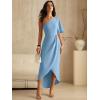 image:imageANRABESS Womens One Shoulder Formal Midi Dresses 2026 Summer Wrap High Slit Beach Wedding Guest Party Cocktail Maxi DressLight Blue