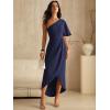 image:imageANRABESS Womens One Shoulder Formal Midi Dresses 2026 Summer Wrap High Slit Beach Wedding Guest Party Cocktail Maxi DressNavy Blue