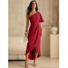 image:imageANRABESS Womens One Shoulder Formal Midi Dresses 2026 Summer Wrap High Slit Beach Wedding Guest Party Cocktail Maxi DressRed