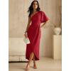 image:imageANRABESS Womens One Shoulder Formal Midi Dresses 2026 Summer Wrap High Slit Beach Wedding Guest Party Cocktail Maxi DressRed
