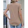 image:imageANRABESS Womens Petal Short Sleeve Henley Shirts Summer 2026 V Neck Dressy Casual Blouses Spring Business Work Tunic TopsKhaki
