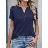 image:imageANRABESS Womens Petal Short Sleeve Henley Shirts Summer 2026 V Neck Dressy Casual Blouses Spring Business Work Tunic TopsNavy Blue