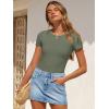 image:imageANRABESS Womens Short Sleeve Bodysuit Crew Neck Slim Fit Ribbed Knit Tops Trendy 2026 Outfits Versatile for Daily WearArmy Green