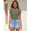 image:imageANRABESS Womens Short Sleeve Bodysuit Crew Neck Slim Fit Ribbed Knit Tops Trendy 2026 Outfits Versatile for Daily WearArmy Green
