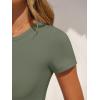 image:imageANRABESS Womens Short Sleeve Bodysuit Crew Neck Slim Fit Ribbed Knit Tops Trendy 2026 Outfits Versatile for Daily WearArmy Green