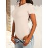 image:imageANRABESS Womens Short Sleeve Bodysuit Crew Neck Slim Fit Ribbed Knit Tops Trendy 2026 Outfits Versatile for Daily WearBeige