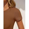 image:imageANRABESS Womens Short Sleeve Bodysuit Crew Neck Slim Fit Ribbed Knit Tops Trendy 2026 Outfits Versatile for Daily WearBrown