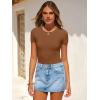 image:imageANRABESS Womens Short Sleeve Bodysuit Crew Neck Slim Fit Ribbed Knit Tops Trendy 2026 Outfits Versatile for Daily WearBrown