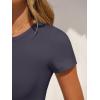 image:imageANRABESS Womens Short Sleeve Bodysuit Crew Neck Slim Fit Ribbed Knit Tops Trendy 2026 Outfits Versatile for Daily WearCharcoal