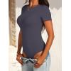 image:imageANRABESS Womens Short Sleeve Bodysuit Crew Neck Slim Fit Ribbed Knit Tops Trendy 2026 Outfits Versatile for Daily WearCharcoal