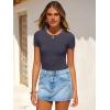 image:imageANRABESS Womens Short Sleeve Bodysuit Crew Neck Slim Fit Ribbed Knit Tops Trendy 2026 Outfits Versatile for Daily WearCharcoal